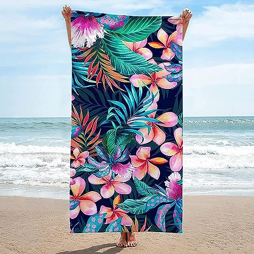 Strandtuch Mikrofaser Saunatuch Handtuch Tropische Pflanzen Und Blumen 100 X 200 cm,Schnell Trocknende Und Leichte Stranddecke,Perfekt Für Den Strand,Badetuch Groß, Reisehandtuch | Reise, Stran -4U9X