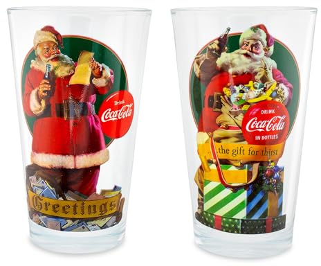Silver Buffalo Coca-Cola Vintage Weihnachtsmann-Gläser, 473 ml, 2 Stück