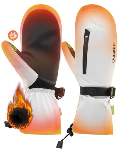 Qunature Skihandschuhe Thermo Winddichte Handschuhe wasserdichte Warme | Schneehandschuhe Vollfingerhandschuhe mit Touchscreen für Winter Outdoor-Aktivitäten wie Skifahren Damen/Herren