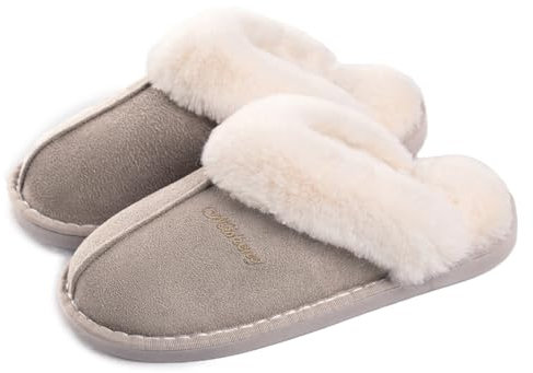 Misolin Damen Herren Hausschuhe Winter Warme Faux Pelz Slippers Weiche Flache Plüsch Pantoffeln Rutschfeste Outdoor/Indoor - mit super Qualität,Santorini, 36.5/38 EU, Etikettgröße: 270 (40-41)