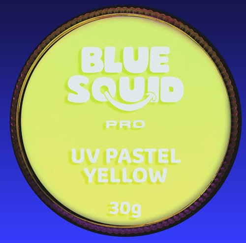 Blue Squid PRO Peinture pour le visage - UV jaune pastel (30gm) Fournitures professionnelles de maquillage à base d'eau pour adultes, enfants et SFX