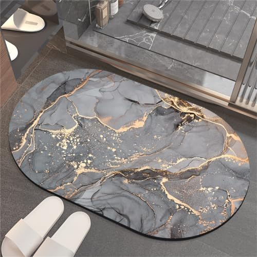 Fooyho Badematte Rutschfester Badezimmerteppich Groß Absorbierender Badteppich 70x120cm Schnelltrocknende Badematte Stein Bath Mat, Saugfähig Badvorleger rutschfest Waschbar Duschvorleger Square