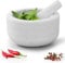 Navaris Mortar and Pestle Set - White Marble Pestle and Mortar Bowl - Stone Grinder for Spices Garlic Nuts Herb Pesto - Large 18cm (7.1) Diameter - Hand Grinding for Kitchen