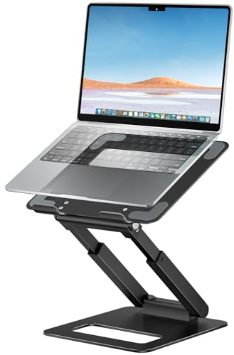 tounee Laptopständer für den Schreibtisch, höhenverstellbar, Teleskop-Computerständer mit ausziehbarem Design, ergonomischer Laptop-Riser, passend für alle Laptops von 10 bis 17 Zoll (Schwarz)