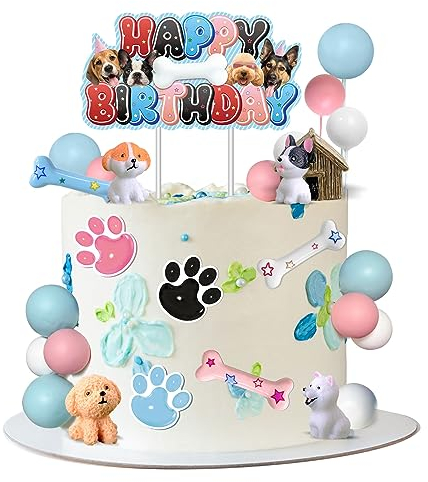 Vezerd Tortendeko Geburtstag, 31 Stück Hund Kuchen Deko, Hunde Happy Birthday Tortendeko für Mädchen Junge Cake Topper Set, Dog Theme Cupcake Toppers für Party Dekoration