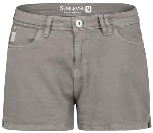 Sublevel Damen Denim Bermuda Chino Stretch Shorts mit Aufschlag Bequeme Kurze Hose im Used Look