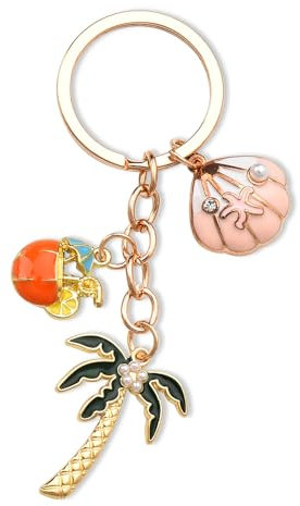 Summer Holiday Gifts for Women Shell Palm Tree Keyring for Girls Holiday Accessories for Teens Summer Themed Party Favours for Friends Daughter Sister Beach Keyrings