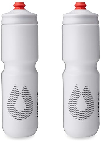HydraPak | Polar Bottle – Breakaway Surge Leichte Fahrrad-Trinkflasche 2er-Pack – Hoher Durchfluss, Quetschflasche für Radfahren und Sport (Weiß, 880 ml)