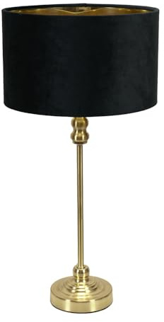 ValueLights | Maggie Gold Metal Candlestick Table Lamp with Black Velvet & Gold Inner Shade & Warm White Bulb | Table Lamps, Home Décor & Improvement Essential