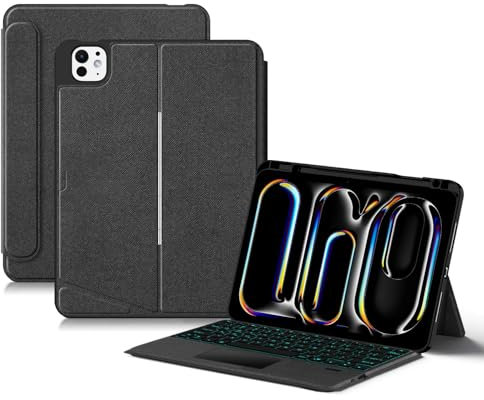 HENGHUI Tastiera retroilluminata per iPad 10,2 pollici 9a/8a/7a generazione/Air 3a generazione/iPad Pro 10,5 pollici Custodia per tastiera con trackpad Supporto modalità ritratto Tastiera magnetica