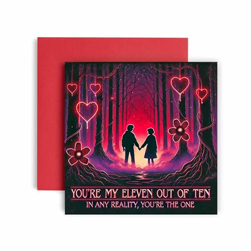Huxters Lustige Valentinstagskarte – Stranger Things You're my Eleven out of Ten Freund Freundin Karte – Ehemann Ehefrau Hochzeitstag Karte – 14,8 cm (11 von 10)