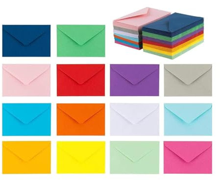 Mini Briefumschläge Bunt Mini Umschläge 11.5 x 8 cm Briefumschlag Kuvert Kleine Briefumschläge Envelopes für Hochzeit Geburtstage Partys Gruß-Karten 50 Stück