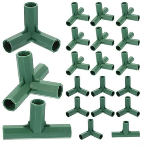 URPIZY Lot de 20 raccords en plastique vert - 16 mm - Pour tuyau rond de serre - 3 voies, 4 voies, 5 voies - Pour le jardinage, les plantes grimpantes