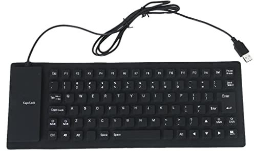 Mini teclado USB portátil de silicona flexible para portátil portátil, color negro, 85 teclas