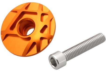 LT Easiyl Aluminum Ahead Cap Bicycle Headset Top Cap Suitable for 28.6 Front Fork Mountain Bikes Road Bikes(Orange)