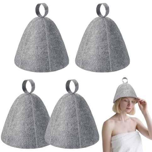 TUONYIS 4 cappelli da sauna, comodi cappelli da sauna, per donne e uomini, accessori per bagno turco, in feltro, asciugano il calore, accessori unisex per saune (grigio)