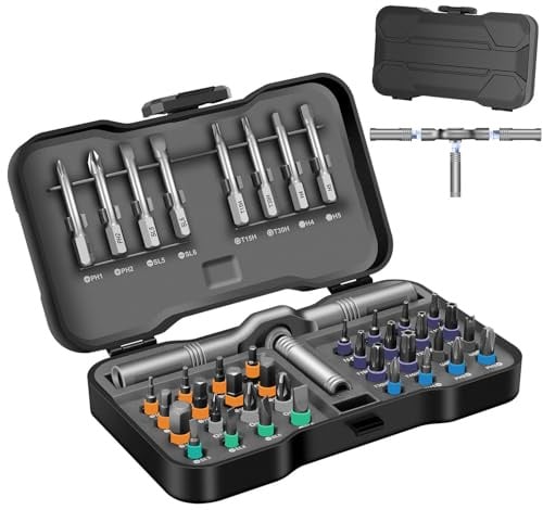 Set di cacciaviti magnetici 42 in 1, set di cacciaviti a cricchetto fai da te, set multi bit con guida magnetica e manico a cricchetto rimovibile, kit di strumenti di riparazione portatile e compatto