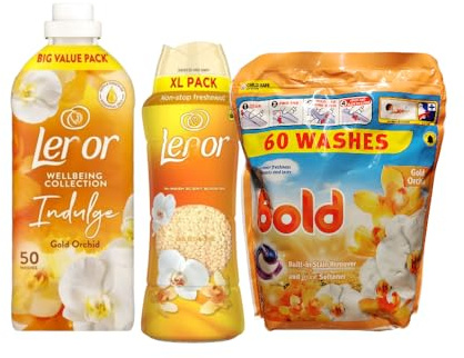 Laundry Bundle Gold Orchid, 60 Pods, Fabric Conditioner 50 Washes, Scent Booster 420g