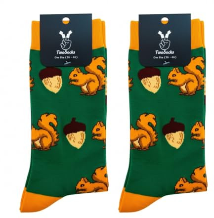 TwoSocks lustige Socken | Damen & Herren | witzige Eichhörnchen Strümpfe als Geschenk | Baumwolle | Einheitsgröße