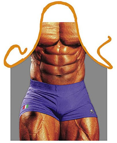 ITATI Grillschürze Kochschürze Macho Bodybilder Six Pack