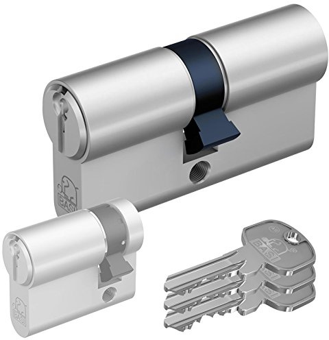BASI 5200–0000–30/30 mm Profil-Doppelzylinder mit Notfall Funktion – Nickel, Silber, 5200-0015
