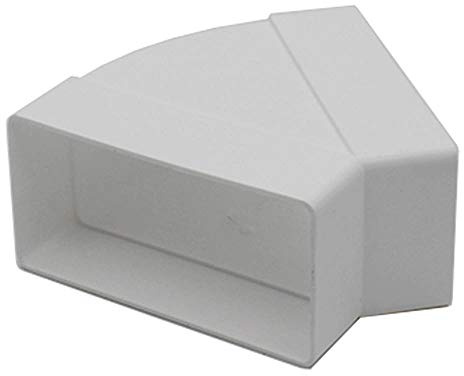 Kair 110 x 54mm 45 Degree Horizontal Rectangular Plastic Duct Elbow | Fits over 110 x 54mm rectangular flat channel pipe, Low-profile design, Suitable for concealed installation