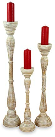 livasia Kerzenhalter weiße Lady, Kerzenständer, Kerzenleuchter, Stimmungsleuchter (3er Set)