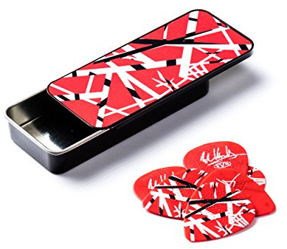 JIM DUNLOP Plektrum Eddie Van Halen, Frankenstein, Schachtel aus Metall mit 6 Stück, Rot