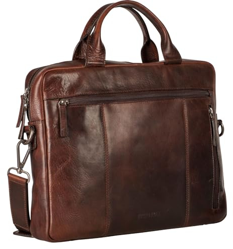 Leonhard Heyden Roma Zipped Briefcase 1 Compartment Brown