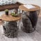Lavish Home Stauraum-Nesting Tables Drahtkorb Basis und Holzplatten-Industrieller Bauernhausstil Beistelltisch 2er Set, Holz Metall, braun