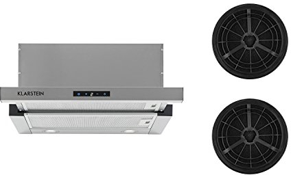 Klarstein Vinea Campana extractora de bajo mueble - 60 cm ancho, Extraíble, 610 m³/h máx. extracción, Filtro grasa, 2 x Filtro carbón activo, Clase A, Plateado