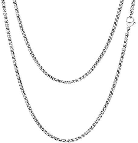 FOCALOOK Herren Halskette Edelstahl 5mm massiv Marina Kette Halskette Männer Jungen Gliederkette Punk Hip Hop Rapper Halsschmuck 75cm(Silber)