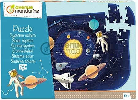 Avenue Mandarine - Ref PU017C - 76-Piece Puzzle - Solar System - 2.25mm Cardboard, Poster for Guidance Included, Translation Sheet Included, Suitable for Ages 6+