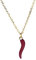 inSCINTILLE Halskette Damen Edelstahl Glückshorn mit verstellbarer Kette (GoldHalskette - Rot Chili)