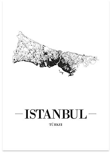 JUNIWORDS Stadtposter, Istanbul, Wähle eine Größe, 60 x 90 cm, Poster, Schrift A, Weiß