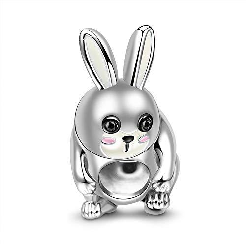 GNOCE 925 Sterling Silber Hase Schön und freundlich Charm Perle Tierkreiszeichen Charm Anhänger Bestes Geburtstagsgeschenk für Sie