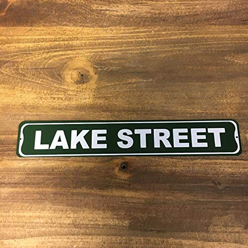 Cartello stradale in metallo Lake Street Garage vialetto casa bar barca arredamento all'aperto coperto strada cartello 4x16 pollici