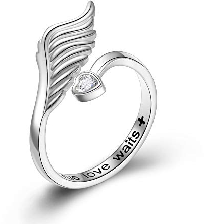 Angel Wings Rings Purity 925 Sterling Silber Wahre Liebe wartet Geburtstag Geschenk f¨¹r Frau Liebhaber