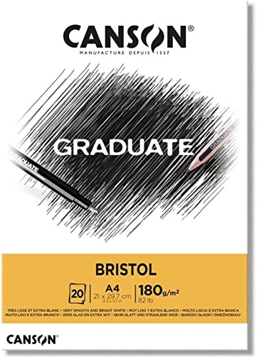 CANSON Graduate - C400110383 Bristol Block, DIN A4, 20 Blatt, 180 g/m²