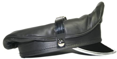 N? Muir Gay Cap / Mütze aus echtem Leder, silberfarben, Schwarz