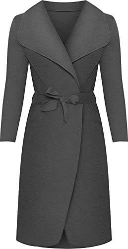 Crazy Girls Womens Ladies Celebrity Style Drape Waterfall Jacket Long Sleeve Belted Oversized Trench Coat