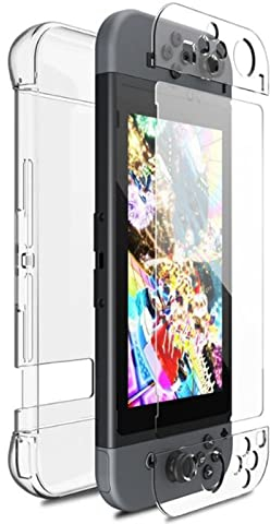 PUSOKEI Schutzhülle für Switch, PC Transparente Dünne Gamepad-Hülle mit Displayschutzfolie, Trennbare Schutz-Hartschale für Controller