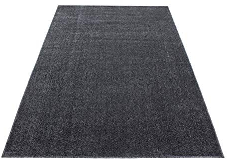 Muratap Teppich Wohnzimmer Einfarbig - Basics - Kurzflor Teppich Läufer Bettvorleger Fußbodenheizung Geeignet Wohnzimmer, Schlafzimmer - Oeko-TEX - Große: 60x110 cm - Farbe: Grau