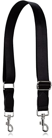 Allzedream Breiter Geldbörsenriemen Ersatz Crossbody Schultertasche Verstellbar, Schwarzes, silberfarbenes Leder