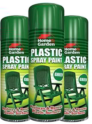 Classic Signature - 3 x Plastic Green Spray Paint 300ml / 1x Pair of Disposable Gloves, Aerosol Spray used for Metal Wood and Plastic and Glass