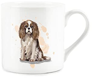 Purely Home King Charles Spaniel Mug - Bone China Blenheim Cavalier White Coffee/Tea Present Gift for Dog Lovers