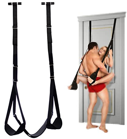 [Banan Ţoys] Accessoires de porte intérieure Outils de yoġa suspendus Ensemble de siège de jeu de position Noir