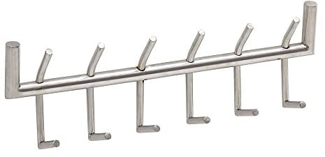 möbelando Wandgarderobe Metall Silber 60x19x10 cm Design Flurgarderobe Stahl | Hakenleiste Wandpaneel | Garderobe Wand | Garderobenleiste Flur