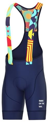 INBIKE Salopette Ciclismo Uomo Estivi Imbottite 3D Pantaloncini con Bretelle da Bici da Strada MTB Asciugatura Rapida Traspirante(Blu Navy,M)