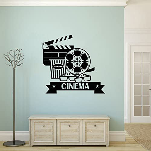 HUANYIN Film Wandaufkleber Kino Vinyl Aufkleber Film Kamera Wanddekoration Film Aufkleber Projektion Raum Dekoration Popcorn Gläser, 42x44cm